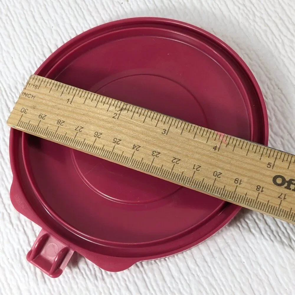 Vintage Anchor Hocking Plastic Food & Craft Storage Lid round circle red
